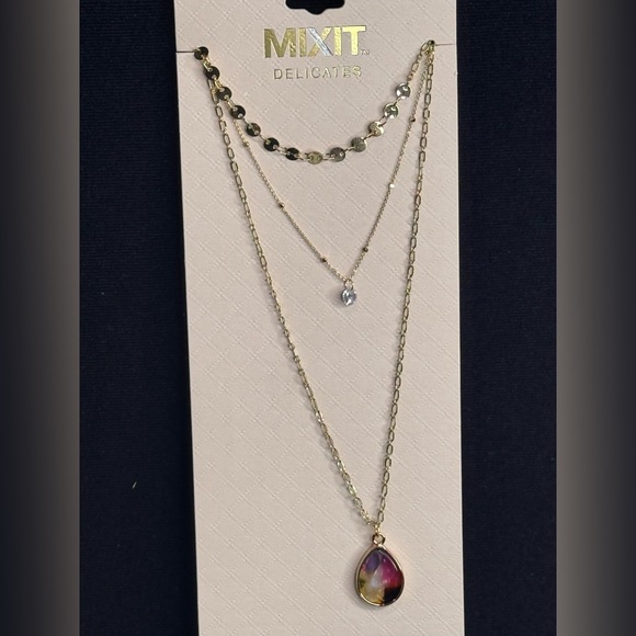 MIXIT Gold Tone Multi Chain Necklace & Earring Set - Picture 5 of 8